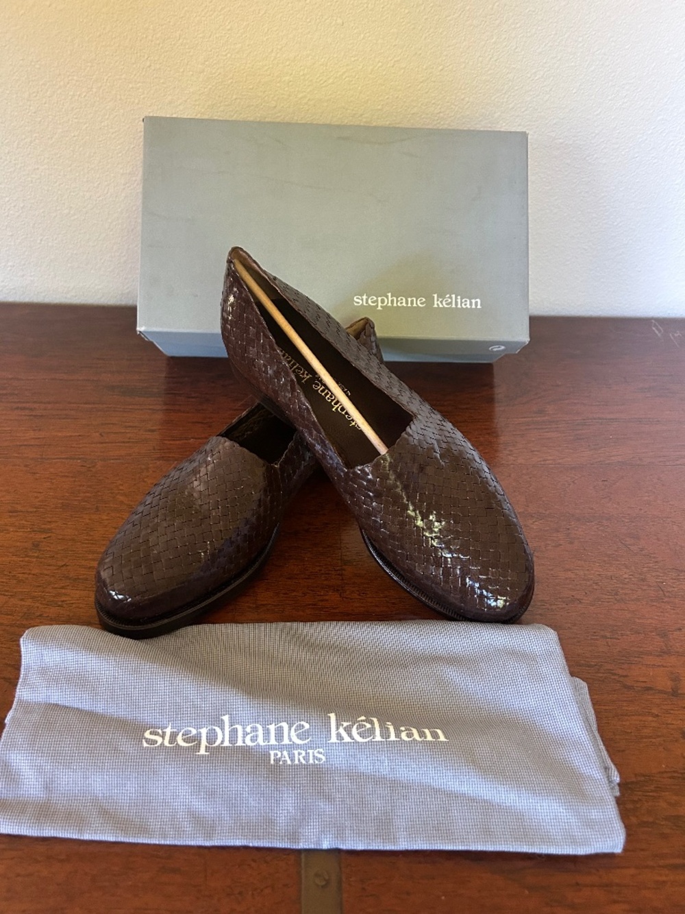Stéphane Kélian Paris Woven Leather Loafers — Size 6.5 — NEW — Made in France